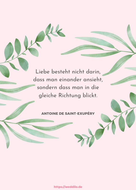 Liebe besteht nicht darin, dass man einander ansieht, sondern dass man in die gleiche Richtung blickt.